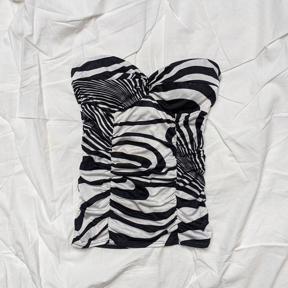 Vintage made in USA swirl pattern strapless clubbing top - Picture 1 of 3